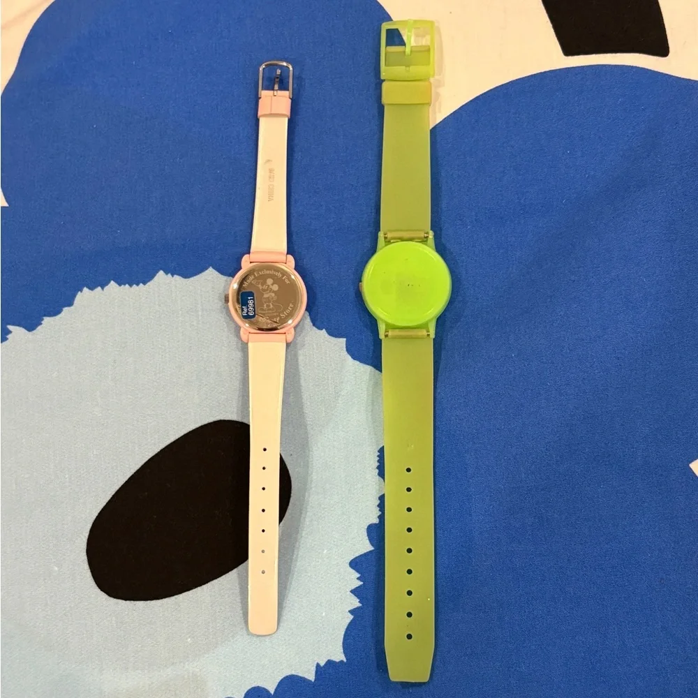 Lot of 2 Vintage Disney Tinkerbell Watches Pink and Green